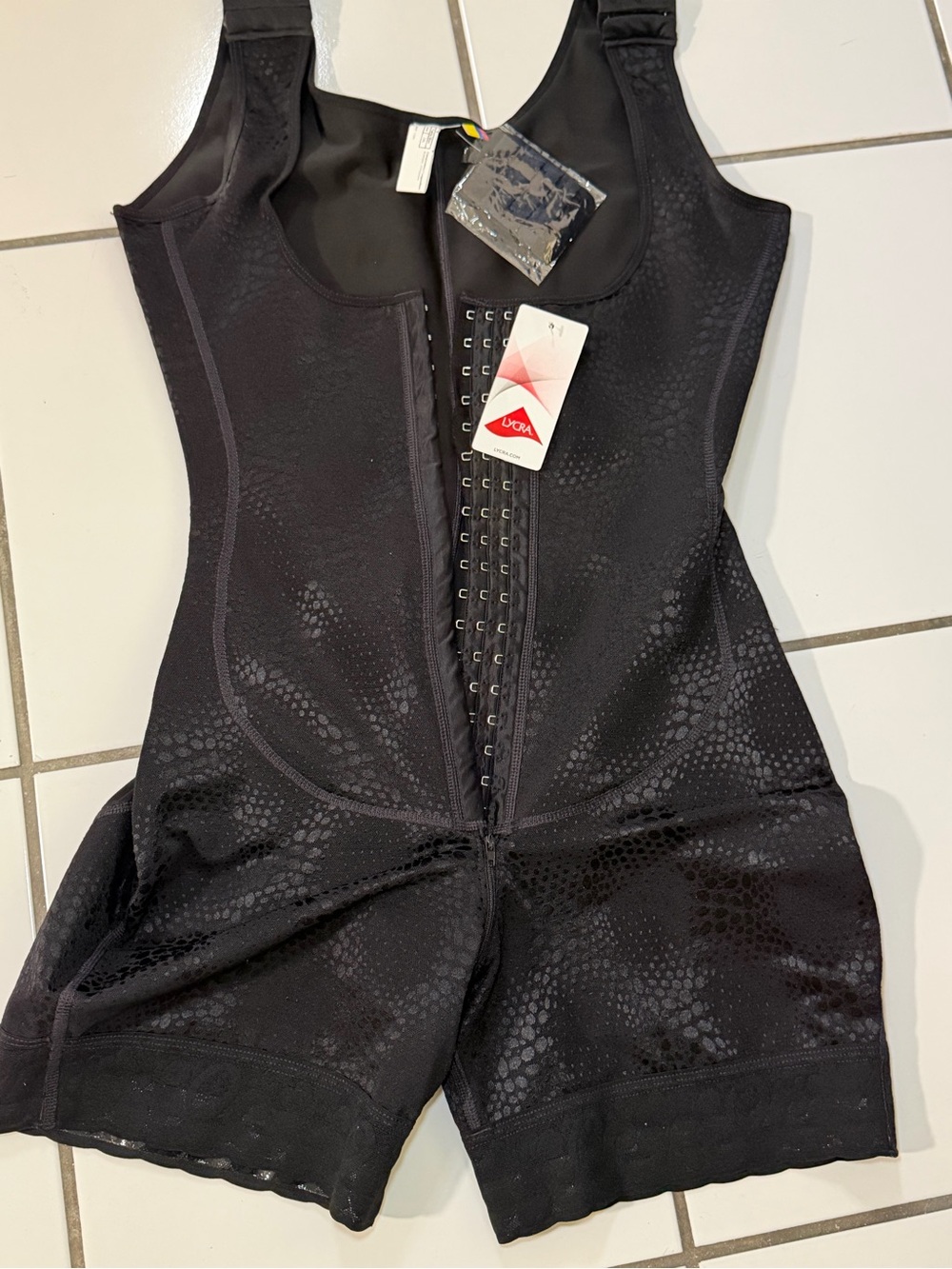 Black Lace-Trim Full Body Shaper Romper - Picture 10 of 10